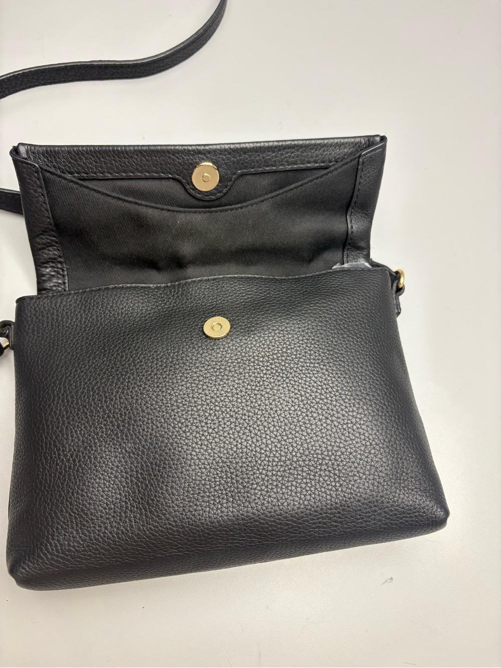 Vince Camuto Ruthie Black Leather Crossbody Bag with Gold Ring Accent- - Picture 7 of 7